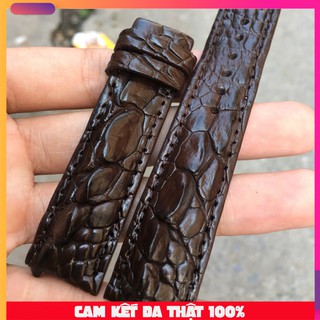 Dây đồng hồ da cá sấu gai tay nâu đậm