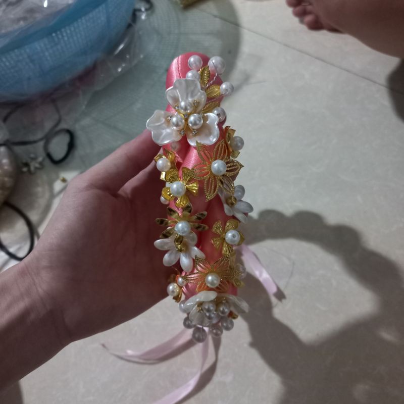 Mấn cô dâu cao cấp màu hồng dâu