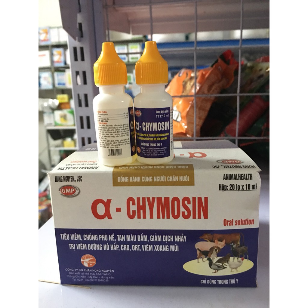 Chymosin - tiêu viêm, chống phù nề, giảm dịch nhầy, tan máu bầm - chỉ dùng trong thú y