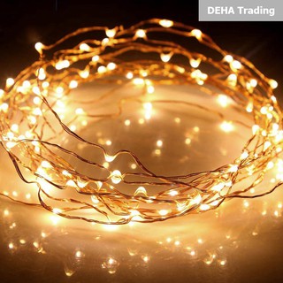Dây đèn led đom đóm chụp ảnh, trang trí phòng, hoa,đặt vào bình thủy tinh cổ tích nguồn pin tiểu vàng nắng  2 mét 1 mét