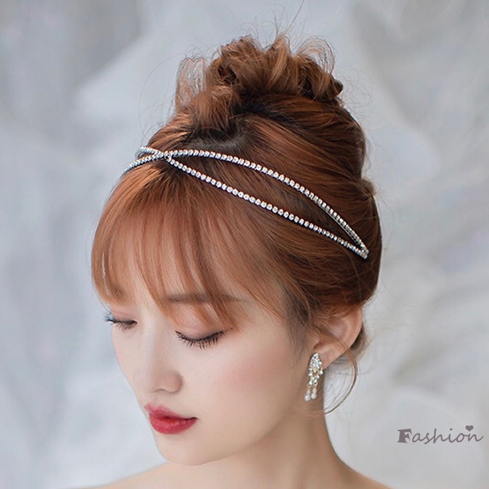 Băng Đô Cài Tóc Đính Đá Thiết Kế Thanh Lịch Nhẹ Nhàng Cho Nữ