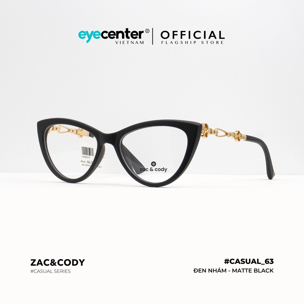 Gọng kính cận nữ mắt mèo chính hãng ZAC & CODY C63-S khung viền nhựa dẻo nhập khẩu by Eye Center Vietnam