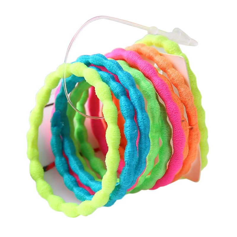 Set 10 Dây Buộc Tóc Cao Su Co Giãn Nhiều Màu Sắc Phản Quang Cho Bé Gái