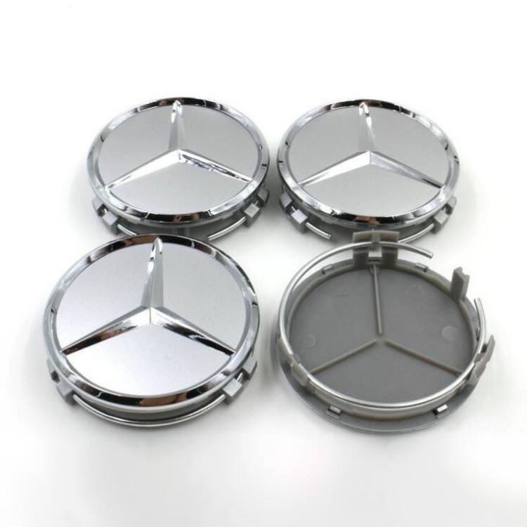 Logo chụp mâm, ốp lazang bánh xe ô tô Mercedes Benz đường kính 75MM