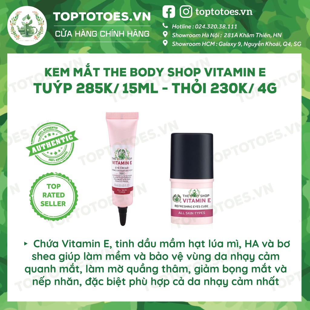 Kem mắt The Body Shop Vitamin E lúa mạch dưỡng ẩm giảm nhăn, quầng thâm và bọng mắt