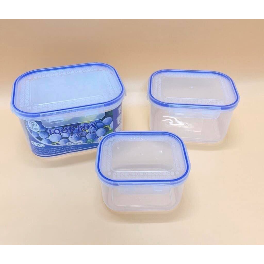 Bộ 3 Hộp Đựng Thực Phẩm Chữ Nhật Nhựa Việt Nhật Cao Cấp ( Chữ Nhật) ZA22