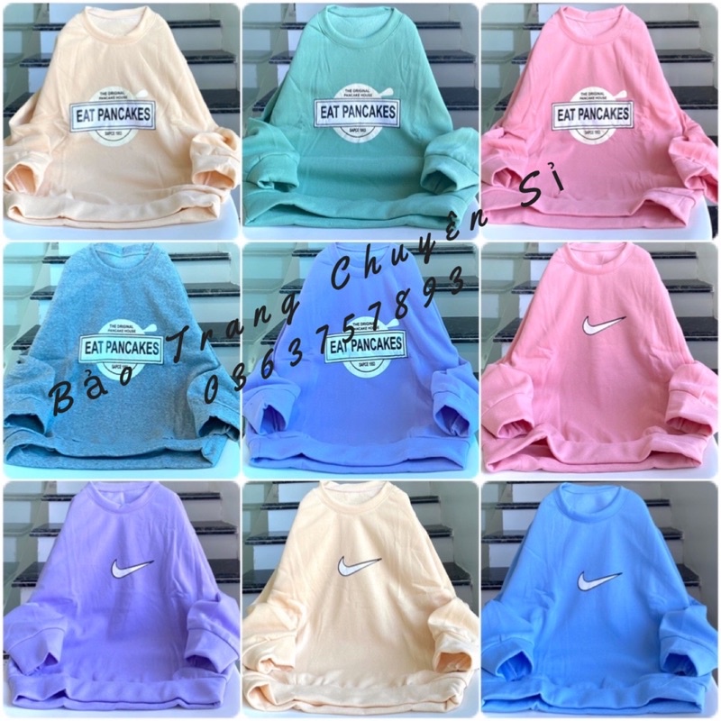 Áo Nỉ Sweater Nỉ Cổ Tròn Hình Cute Form Rộng Unisex Chất Nỉ Lót Bông Toàn bộ ảnh thật