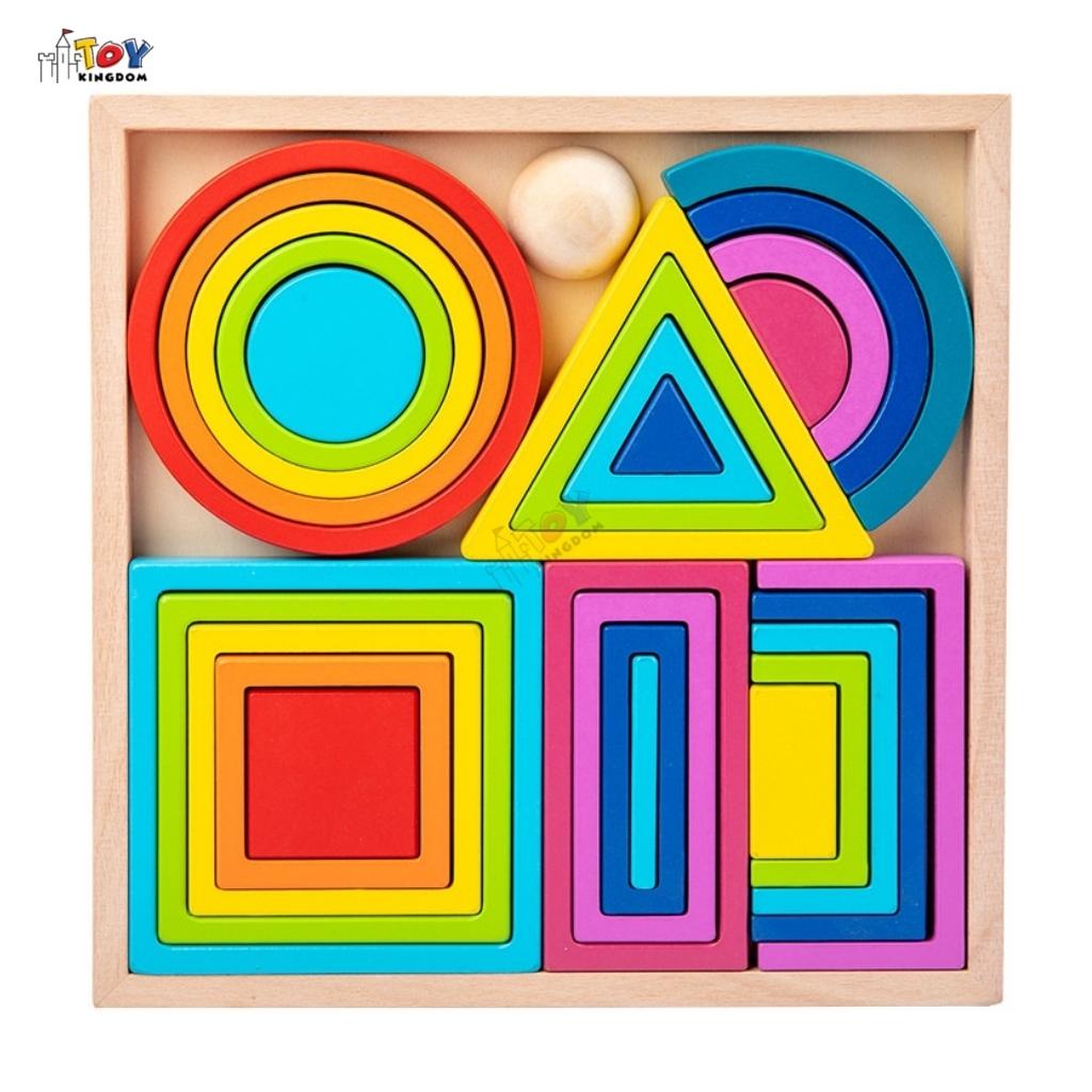 Đồ Chơi Gỗ Xếp Hình Cầu Vồng Toykingdom Giúp Bé Nhận Biết Các Khối Hình Học, Màu Sắc Phát Triển Trí Tuệ Cho Bé