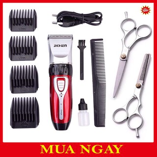 Tông Đơ Cắt Tóc Gia Đình JC 0817 Tặng Kèm 2 Kéo Cắt Tỉa Tóc