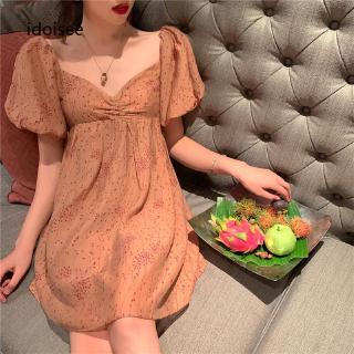 Đầm Tay Phồng Phối Màu Xinh Xắn Cổ Điển Dành Cho Nữ