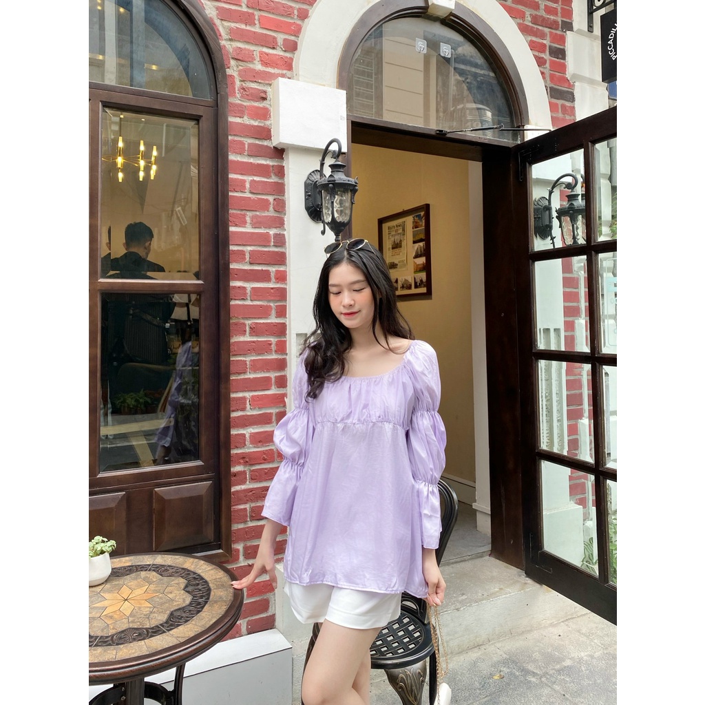 YU CHERRY | Áo lụa nữ tay dài chiết tay Full minnie top YA407