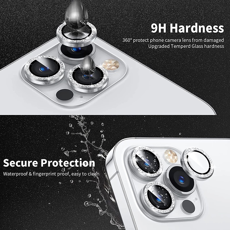 Miếng dán đính đá bảo vệ ống kính camera cho iPhone 13 12 11 Pro Max / 13