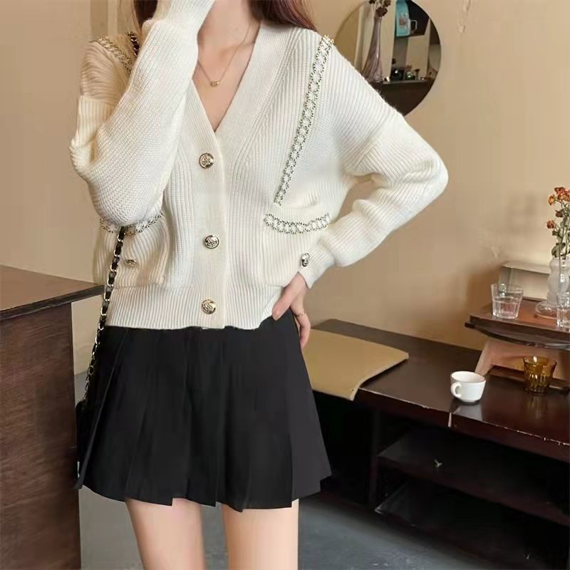 Xiaoxiang Áo Khoác Cardigan Dệt Kim Cổ Chữ v Dáng Ôm Cao Cấp Phong Cách Niche Slimmer Look Top  tao bao