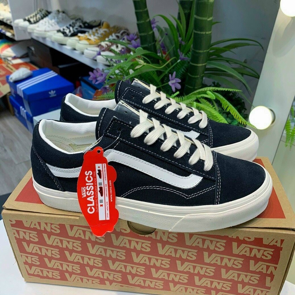 Giày Thể Thao Sneaker 𝐕𝐀𝐍𝐒 đen sọc trắng