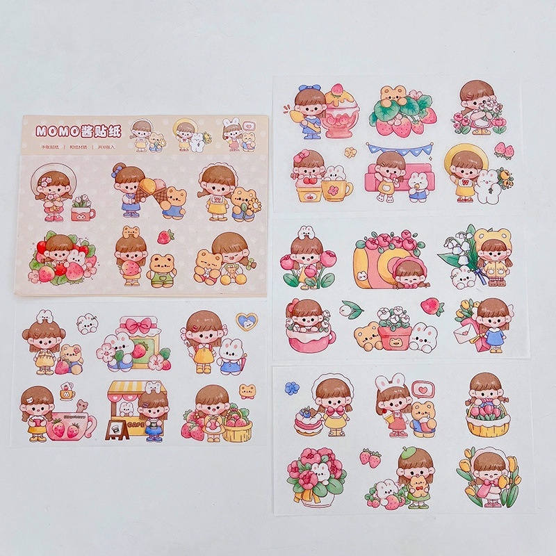 Sticker Momo Set 10 Tờ Kích Thước 9 x 13cm Đáng Yêu Cho Bé