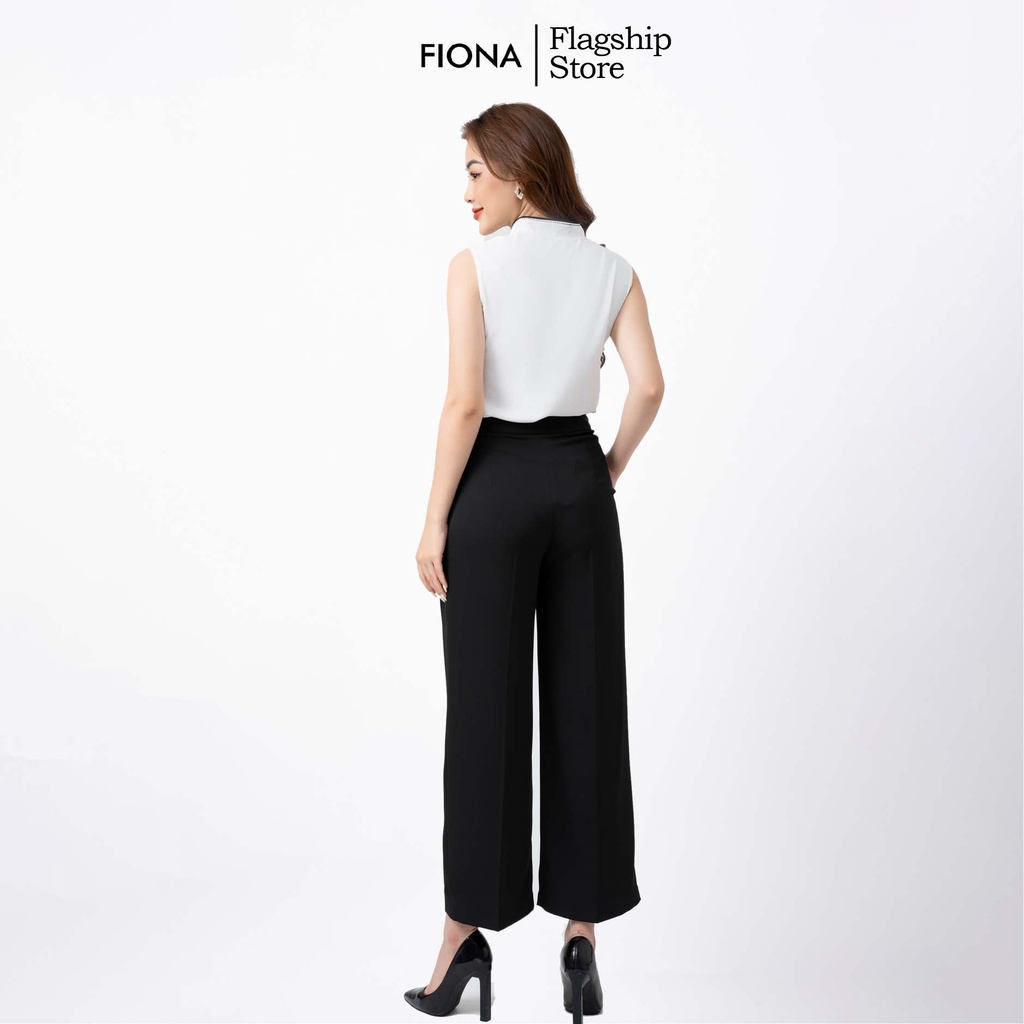 Quần nữ dáng suông culottes xếp ly, cài cúc trang trí FIONA F352323