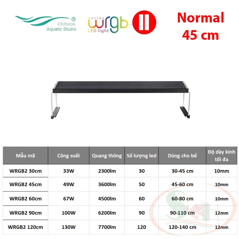 Đèn led Chihiros WRGB 2 Normal 30, 45, 60 cm wrgb2 quang phổ trồng cây bể thủy sinh cá tép