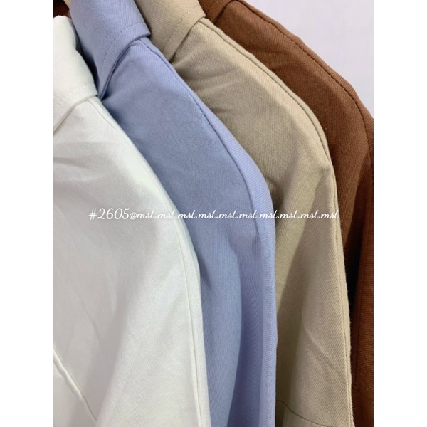 Áo sơ mi khoác ngoài basic túi nắp chất thô vân chéo mềm đẹp fom rộng-2605