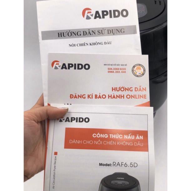 ✔️ Sale (Có Sẵn+Tặng khay nướng) Nồi chiên không dầu điện tử RAPIDO model RAF 6.5D 1800w dung tích 6,5l BH 12 THÁNG n