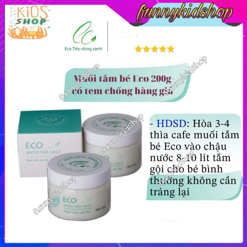 MUỐI TẮM BÉ Eco 200G - Muối tắm bé sinh dược- Muối tắm Eco hết rôm sảy mề đay -  Muối tắm bé thảo dược hết dị ứng