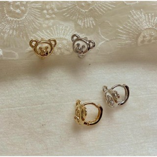 Khuyên tai bấm hình chú gấu dễ thương Modleaf One touch bear earrings Hàn Quốc