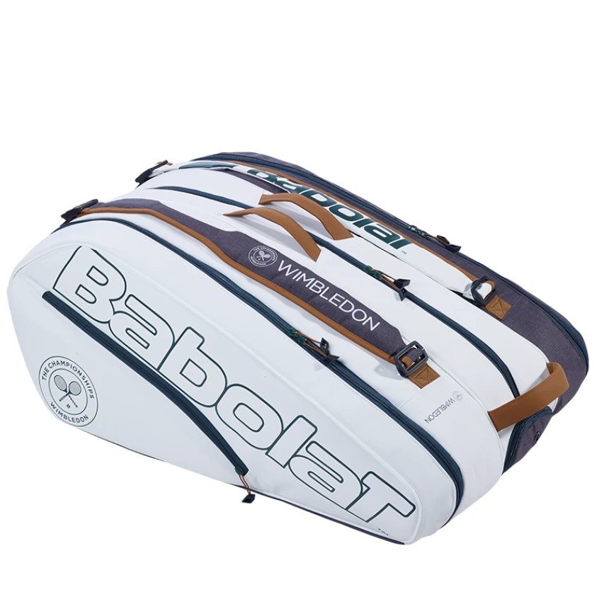 Túi vợt Babolat backpack Rhx12 Pure Wimbledon có 3 ngăn lớn màu trắng ghi