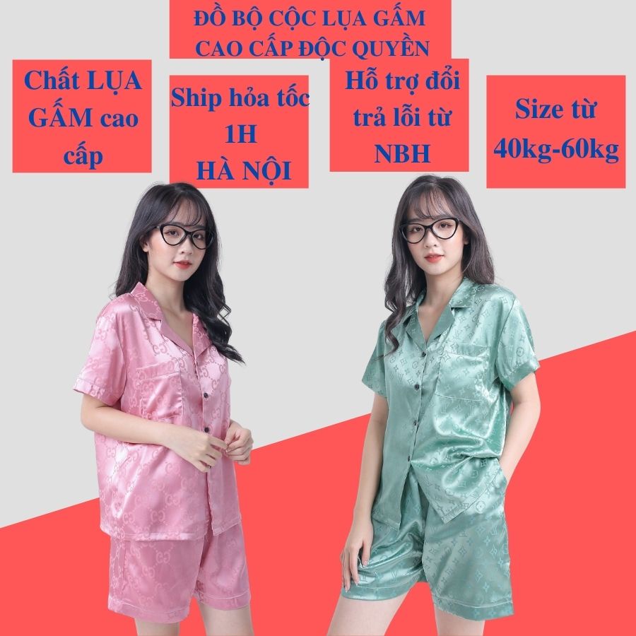 Đồ Bộ Nữ Cộc Đùi Chất Lụa Gấm Bền, Mát, Thấm Hút Tốt, Đồ Ngủ Cao Cấp - DOBO06