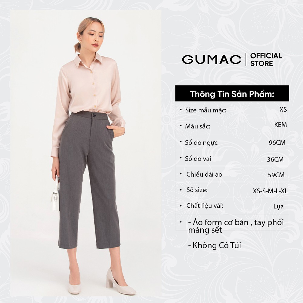 [Mã WABRGUM giảm 10% tối đa 30K đơn 99K] Áo sơ mi công sở nữ GUMAC cơ bản nhiều màu chất lụa Mango cao cấp AC03043 | BigBuy360 - bigbuy360.vn