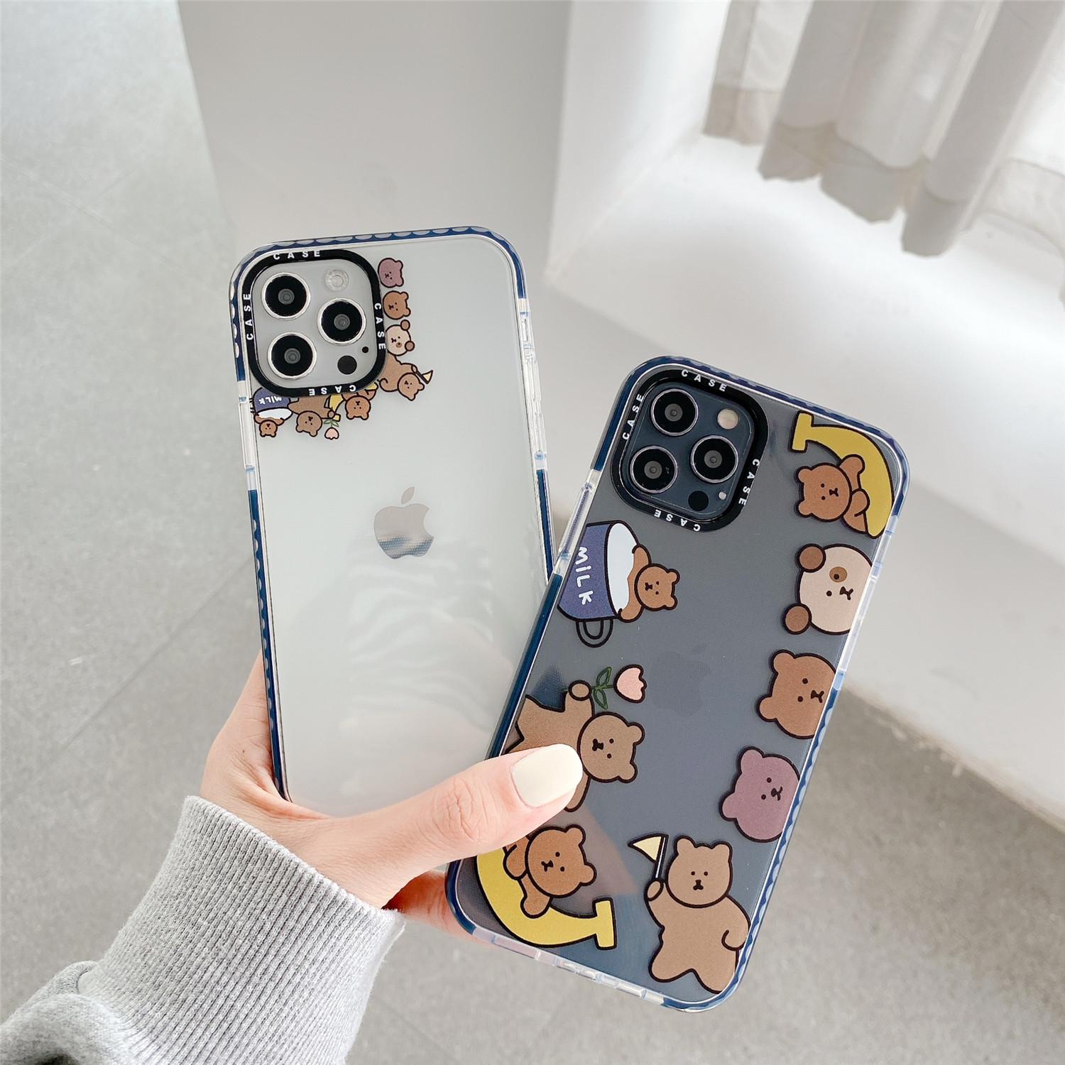 Ốp điện thoại silicon mềm hình gấu bảo vệ camera cho iPhone 12pro max 12mini 11 Pro 11Pro Max XS Max XR SE 7 8 Plus | BigBuy360 - bigbuy360.vn
