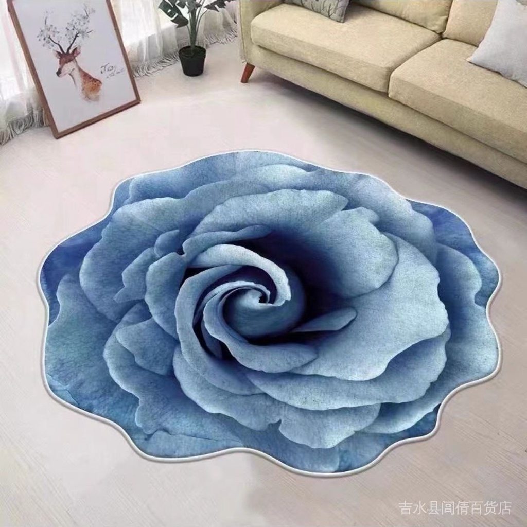 Thảm Lót Sàn Giả Len Cashmere Chống Trượt Hình Bông Hoa Độc Đáo