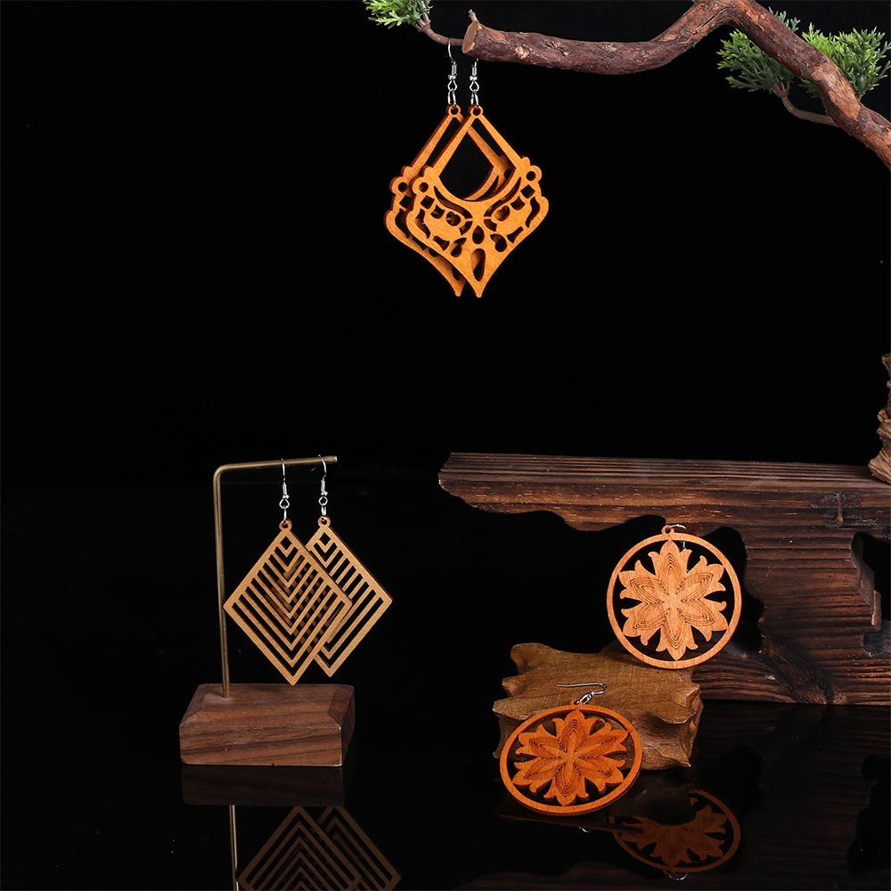 Khuyên tai gỗ thủ công DIY phong cách Bohemian Châu Phi độc đáo