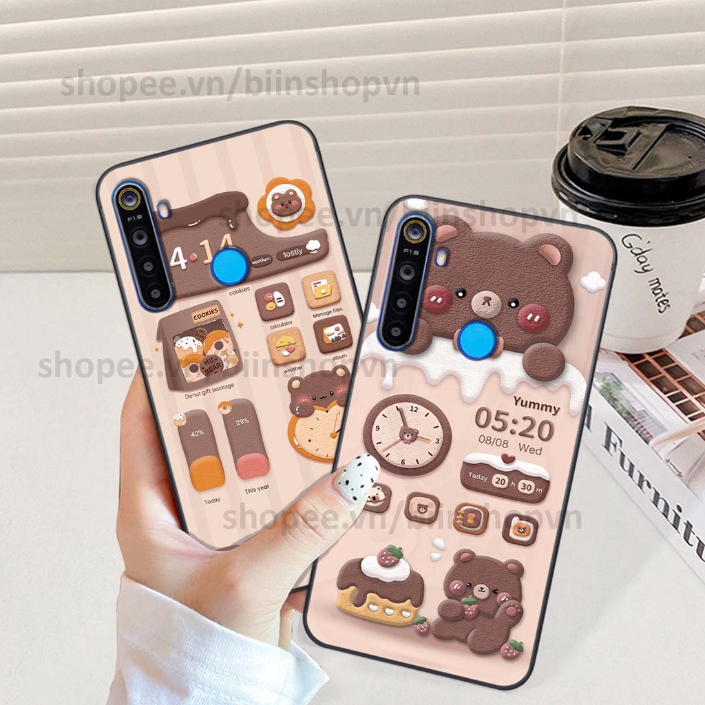 Ốp Realme 5 / 5 Pro / C3 in 3D icon gấu nổi siêu xinh, siêu đáng yêu, cá tính phong cách