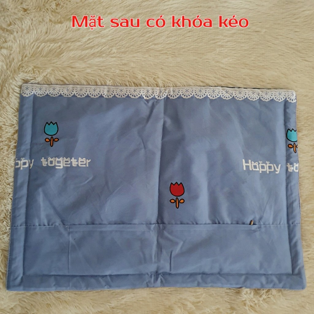 Vỏ gối cotton 100% - 1 cái 45x65cm, áo gối khóa kéo, có lót bông mềm | BigBuy360 - bigbuy360.vn