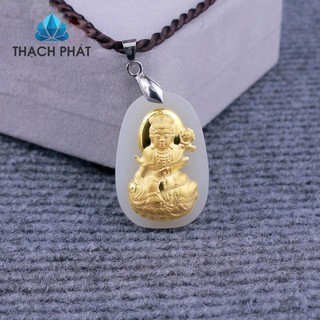 Phật bản mệnh Ngọc Nephrite mạ v.àng