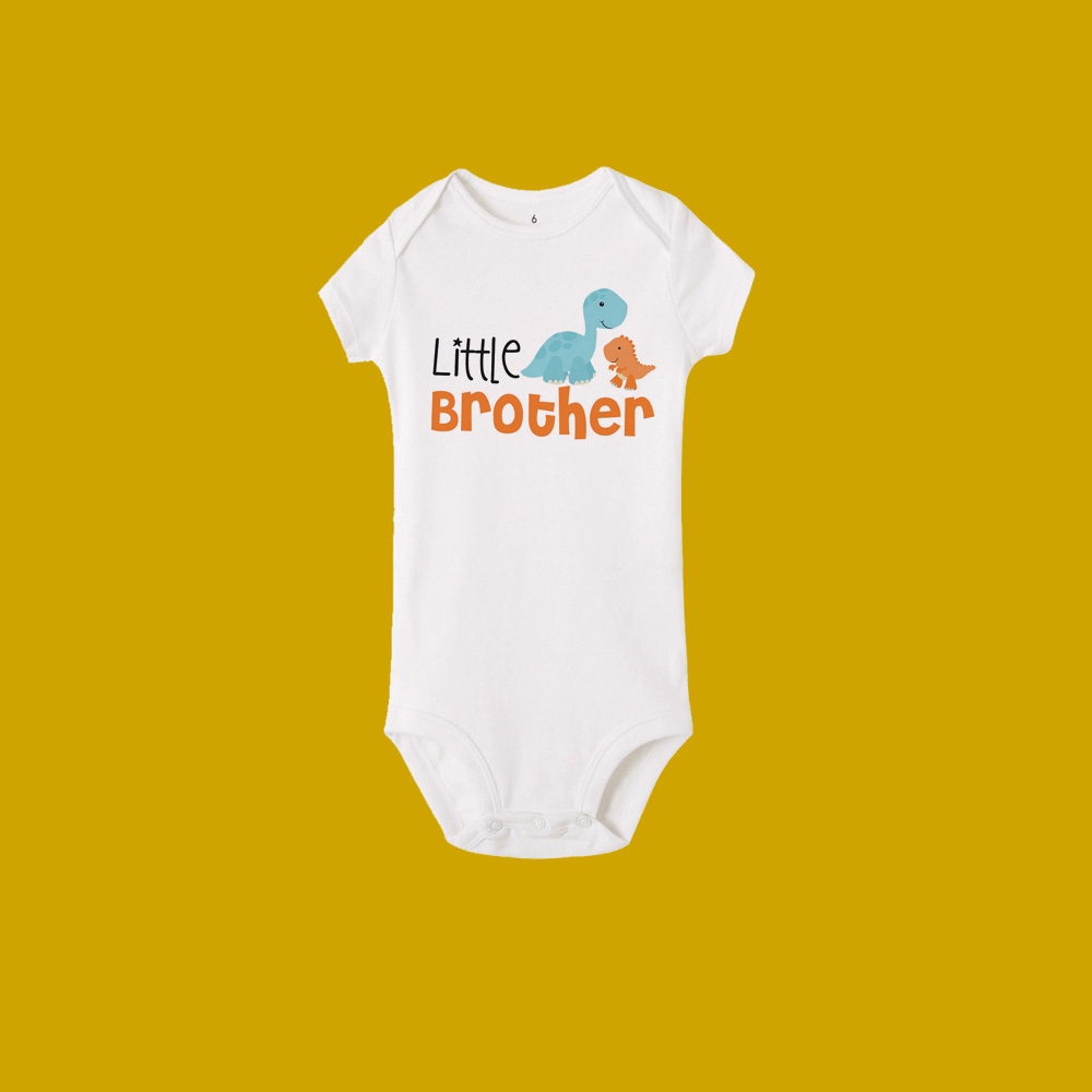 ✨ Kích Thước Nhỏ Thông Thường Kích Thước Nhỏ Hơn Thông Thường✨ Big / little brother / cousin Áo Thun Liền Quần In Họa Tiết Khủng Long Hoạt Hình Dễ Thương Cho Gia Đình