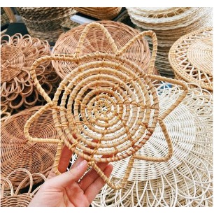 Đĩa mây đĩa cói treo tường siêu vintage hàng xuất khẩu bền đẹp