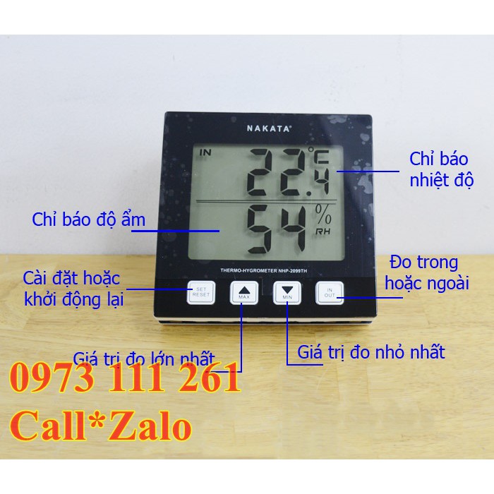 Nhiệt ẩm kế điện tử độ chính xác cao Nakata NHP-2099-TH