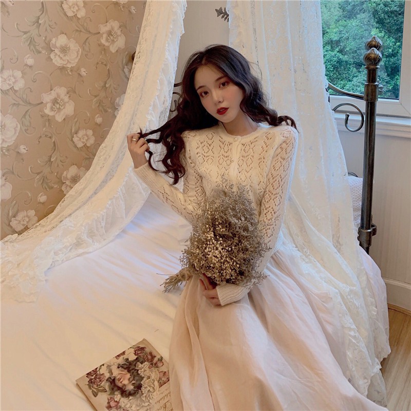 SẴN Áo hai dây ren gợi cảm chéo dây lưng chân váy voan dài tiểu thư hàng thiết kế J0032 ẢNH THẬT CUỐI | BigBuy360 - bigbuy360.vn