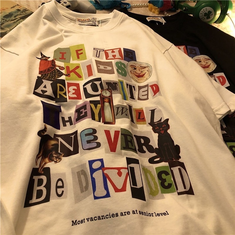 Áo Thun Cotton Ngắn Tay In Chữ Sáng Tạo Thời Trang Hàn Quốc Cho Nữ