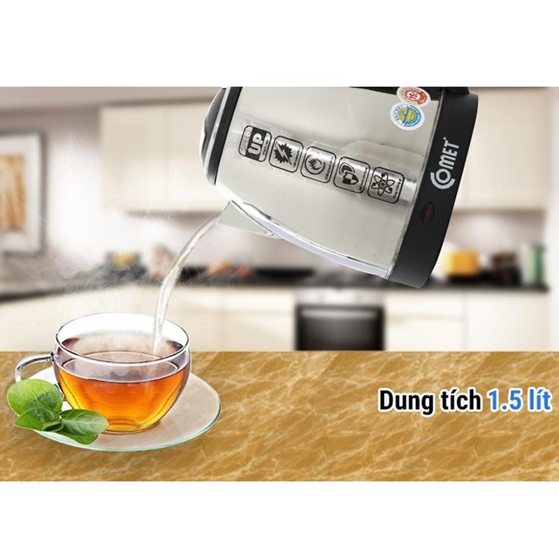 Bình Đun Nước Siêu Tốc Inox Chính Hãng 1,5L COMET - CM8215