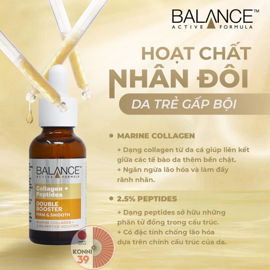 Serum Collagen trẻ hóa làn da - Balance Active Formula Collagen + Peptides Double Booster 30ml - Bahachiha