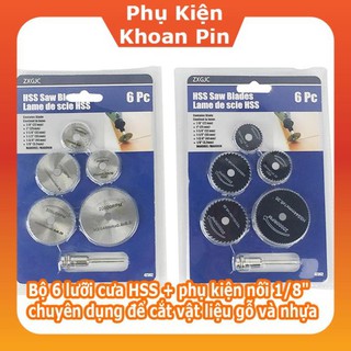 Bộ 5 và 6 lưỡi cưa mini cho máy khoan 22-50mm thép gió HSS (P187)
