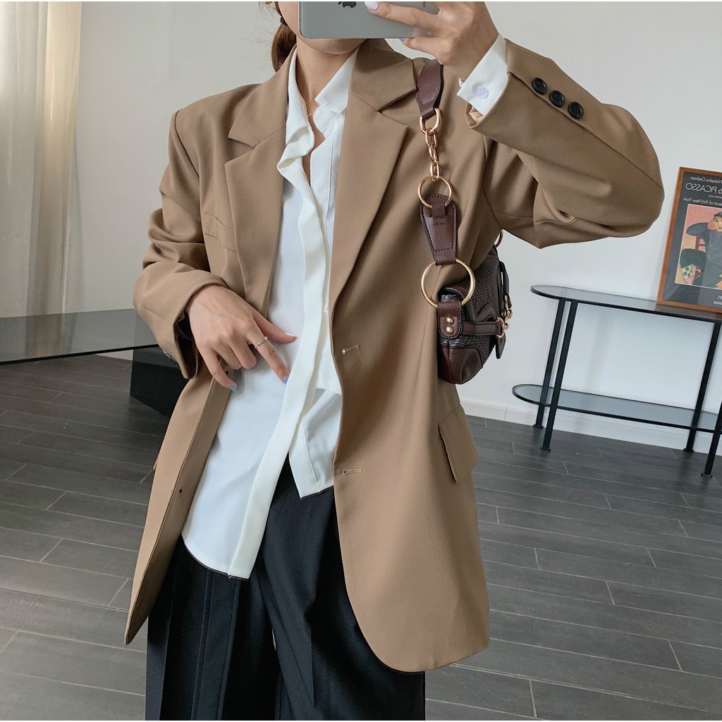 (Cao Cấp Xịn+Video) - Áo Khoác Blazer Trơn DoryPony PEACOCK RETRO SUIT JACKET – AK090 (2 màu)