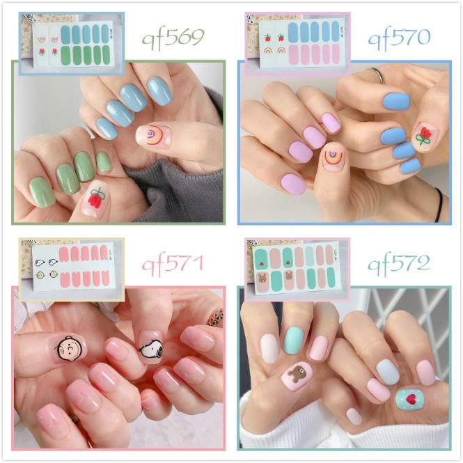 Set 14 sticker dán móng tay 3D không thấm nước thời trang