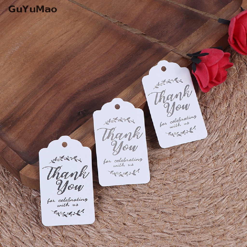Set 100 Thẻ Giấy In Chữ Thank You Dùng Để Trang Trí Quà Tặng