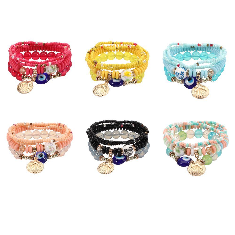 Set 4 Vòng Tay Vỏ Sò Phong Cách Bohemia Thời Trang Cho Nữ