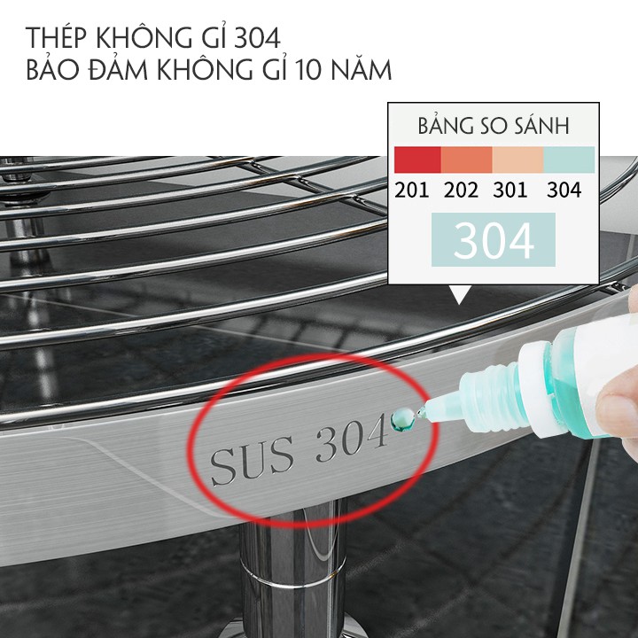 Kệ inox 304,Giá Inox  để xoong nồi nhà bếp bền đẹp 30 x 30 x 100cm