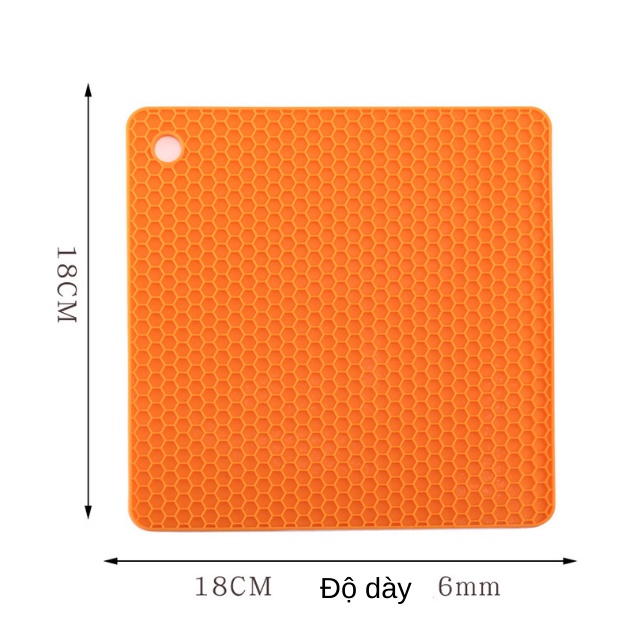 Miếng lót, tấm lót nồi silicone cách nhiệt chịu nhiệt, lót ly, lót nồi cơm chống trượt hình vuông tổ ong -THEA