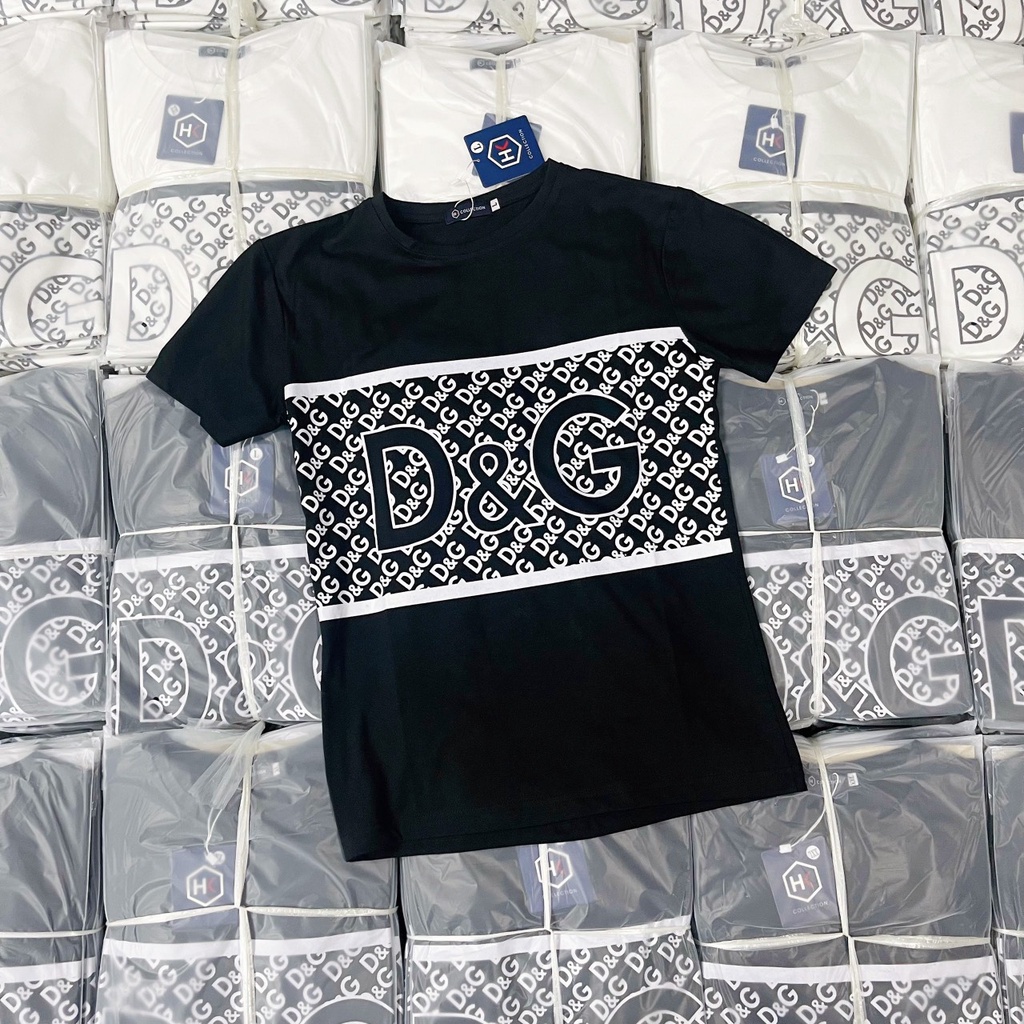 Áo thun nam ngắn tay cổ tròn in chữ hiệu D.G sang trọng vải cotton co giãn cao cấp form regular VBSHOP004