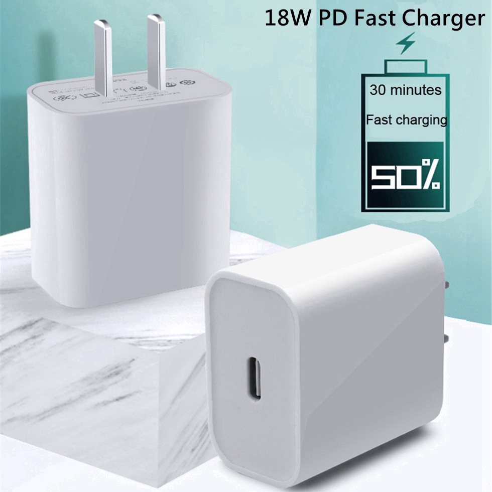 18W PD Phone Charger For iPhone 11 Pro XS Max 6 Type C Fast Charging Power EU US Plug iPhone Charger Củ Sạc Nhanh B'